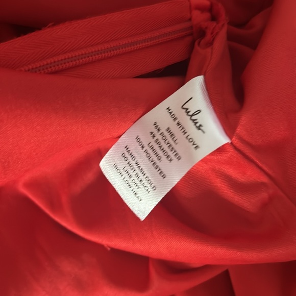 Lulus Showing Off a Little Red Asymmetrical Tulip Midi Size M Dress. - Picture 5 of 5